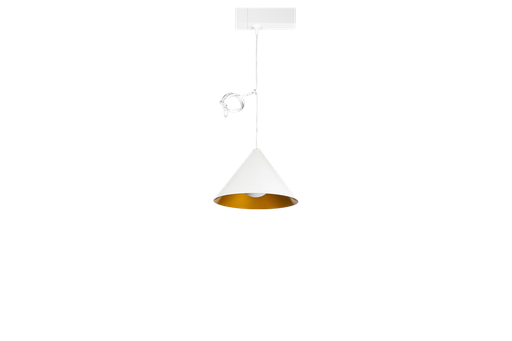 [/TRACKCAPW3000K] (AS)LED-pendel. TRACKNAULA metalen kap Wite Goud 10W 3000K Dim.